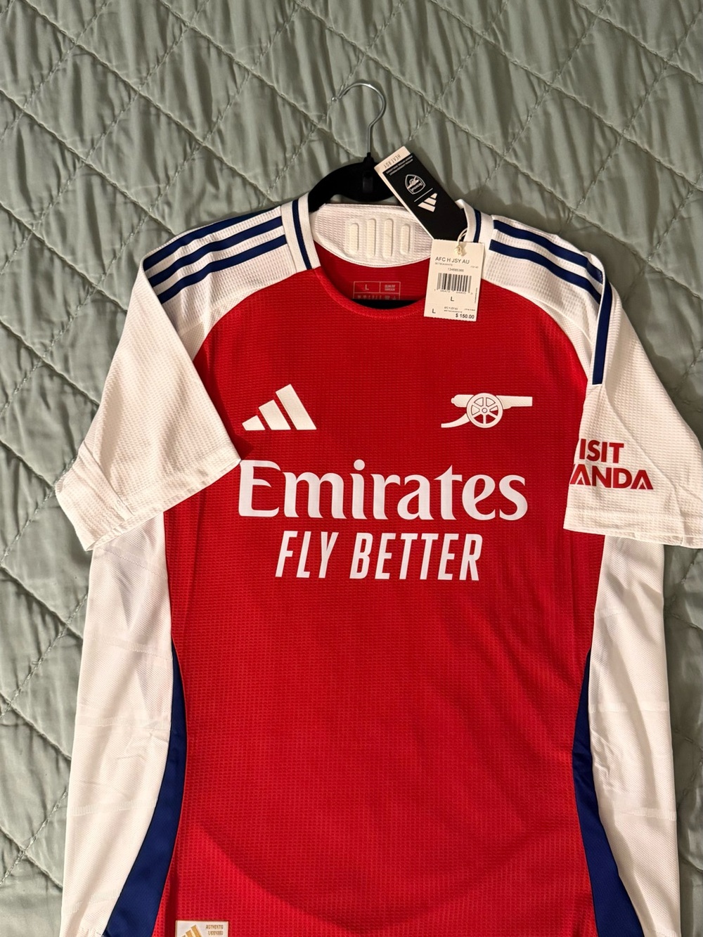 adidas Red and White Arsenal Home Jersey with Navy Trim players original jersey